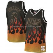 Maillot Philadelphia 76ers Allen Iverson Flames Noir