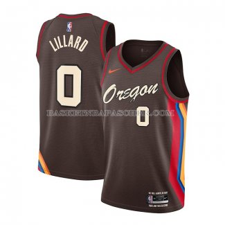 Maillot Portland Trail Blazers Damian Lillard Ville 2020-21 Marron