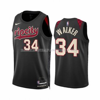 Maillot Portland Trail Blazers Jabari Walker NO 34 Ville 2023-24 Noir
