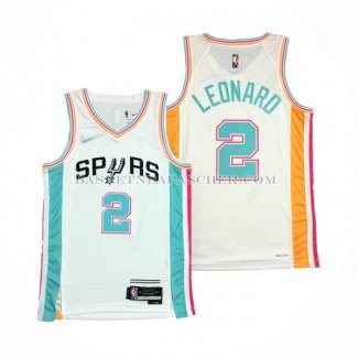 Maillot San Antonio Spurs Kawhi Leonard NO 2 Ville 2021-22 Blanc