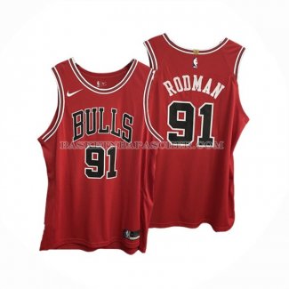 Maillot Chicago Bulls Dennis Rodman NO 91 Icon Authentique Rouge