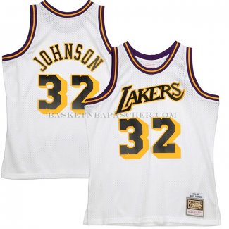 Maillot Los Angeles Lakers Magic Johnson NO 32 Mitchell & Ness1984-85 Blanc