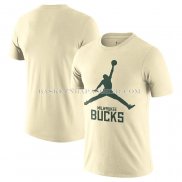 Maillot Manche Courte Milwaukee Bucks Essential Jumpman Creme