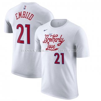 Maillot Manche Courte Philadelphia 76ers Joel Embiid Ville 2022-23 Blanc