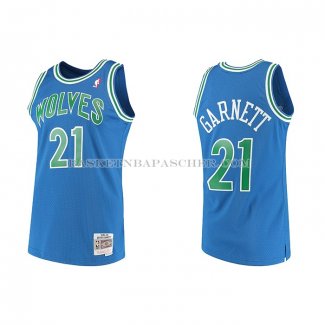 Maillot Minnesota Timberwolves Kevin Garnett NO 21 Hardwood Classics Throwback Bleu