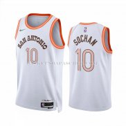 Maillot San Antonio Spurs Jeremy Sochan NO 10 Ville 2023-24 Blanc