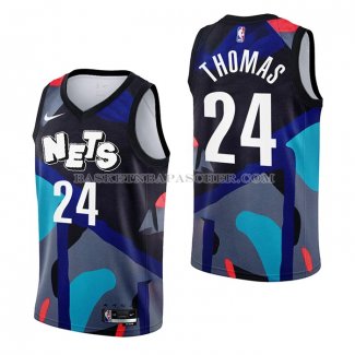 Maillot Brooklyn Nets Cam Thomas NO 24 Ville 2023-24 Noir