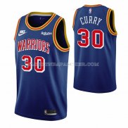 Maillot Golden State Warriors Stephen Curry NO 30 75th Anniversary Bleu