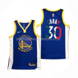Maillot Golden State Warriors Stephen Curry NO 30 Icon Royal Special Mexique Edition Bleu