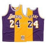 Maillot Los Angeles Lakers Kobe Bryant NO 24 Mitchell & Ness 1996-97 Split Jaune Volet