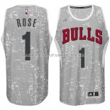 Maillot Lumieres de la ville Chicago Bulls Rose Gris