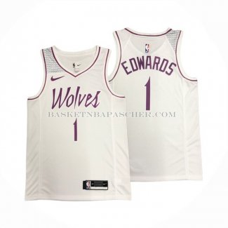 Maillot Minnesota Timberwolves Anthony Edwards NO 1 Earned Blanc