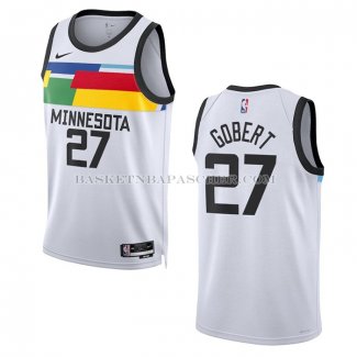 Maillot Minnesota Timberwolves Rudy Gobert NO 27 Ville 2022-23 Blanc