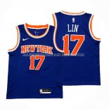 Maillot New York Knicks Jeremy Lin NO 17 Icon Bleu