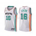 Maillot San Antonio Spurs Devontae Cacok NO 16 Ville 2021-22 Blanc