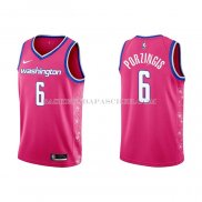 Maillot Washington Wizards Kristaps Porzingis NO 6 Ville 2022-23 Rosa