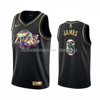 Maillot Golden Edition Los Angeles Lakers LeBron James NO 6 2021-22 Noir