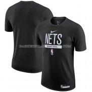 Maillot Manche Courte Brooklyn Nets Practice Performance 2022-23 Noir