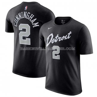 Maillot Manche Courte Detroit Pistons Cade Cunningham Ville 2023-24 Noir