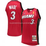 Maillot Miami Heat Dwyane Wade NO 3 Mitchell & Ness 2005-06 Authentique Rouge