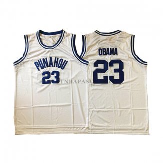 Maillot NBA NCAA Punahou Obama Blanc