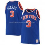 Maillot New York Knicks John Starks NO 3 Mitchell & Ness Hardwood Classics Bleu