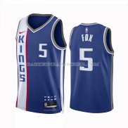 Maillot Sacramento Kings De'aaron Fox NO 5 Ville 2023-24 Bleu