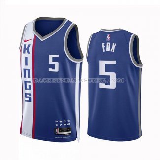 Maillot Sacramento Kings De'aaron Fox NO 5 Ville 2023-24 Bleu