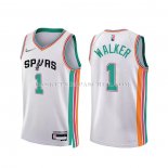 Maillot San Antonio Spurs Lonnie Walker NO 1 Ville 2021-22 Blanc