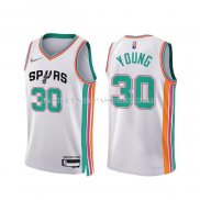Maillot San Antonio Spurs Thaddeus Young NO 30 Ville 2021-22 Blanc