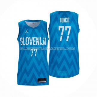 Maillot Slovenia Luka Doncic NO 77 Exterieur Bleu