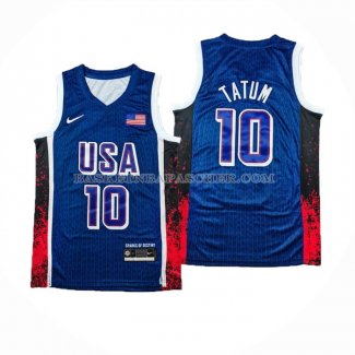 Maillot USA 2024 Jayson Tatum NO 10 Bleu1