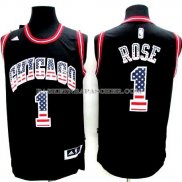 Maillot Drapeau Americain Chicago Bulls Rose Noir