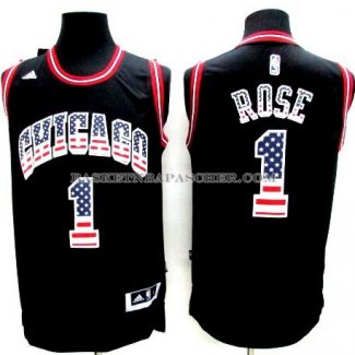 Maillot Drapeau Americain Chicago Bulls Rose Noir
