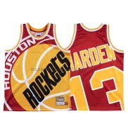 Maillot Houston Rockets James Harden Mitchell & Ness Big Face Rouge