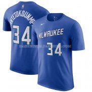 Maillot Manche Courte Milwaukee Bucks Giannis Antetokounmpo Ville 2020-21 Bleu