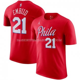 Maillot Manche Courte Philadelphia 76ers Joel Embiid Statement Rouge