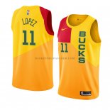 Maillot Milwaukee Bucks Brook Lopez Ville 2018-19 Jaune