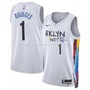 Maillot Brooklyn Nets Mikal Bridges NO 1 Ville 2022-23 Blanc