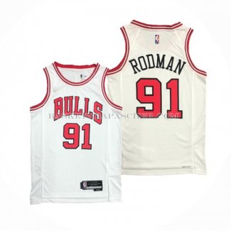 Maillot Chicago Bulls Dennis Rodman NO 91 Association 2021 Blanc