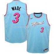Maillot Enfant Miami Heat Dwyane Wade NO 3 Ville Bleu