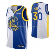Maillot Golden State Warriors Stephen Curry NO 30 Split Bleu Blanc