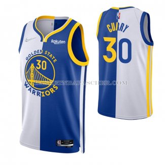 Maillot Golden State Warriors Stephen Curry NO 30 Split Bleu Blanc