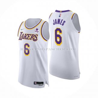 Maillot Los Angeles Lakers LeBron James NO 6 Association Authentique Blanc