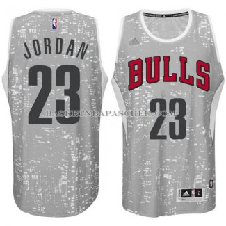 Maillot Lumieres de la ville Chicago Bulls Jordan Gris