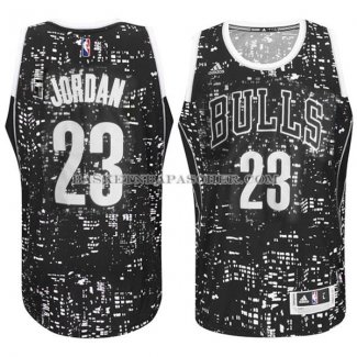 Maillot Lumieres de la ville Chicago Bulls Jordan Noir