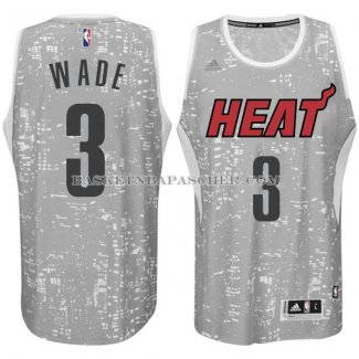 Maillot Lumieres de la ville Miami Heat Wade Gris