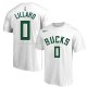 Maillot Manche Courte Milwaukee Bucks Damian Lillard Blanc