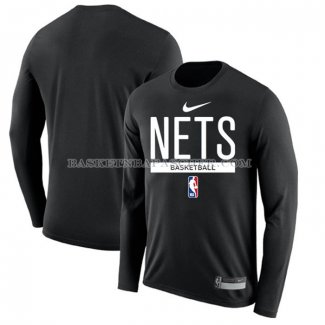 Maillot Manches Longues Brooklyn Nets Practice Performance 2022-23 Noir