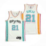 Maillot San Antonio Spurs Tim Duncan NO 21 Ville 2021-22 Blanc